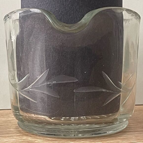 Vintage Antique Etched Flower Clear Paneled Pressed Glass Open Sugar Creamer Set - Picture 15 of 15